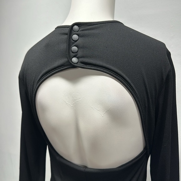Rag And Bone Allison Open Back Mini Short Dress 3/4 Sleeve Snap Neck Black Small - Picture 5 of 12